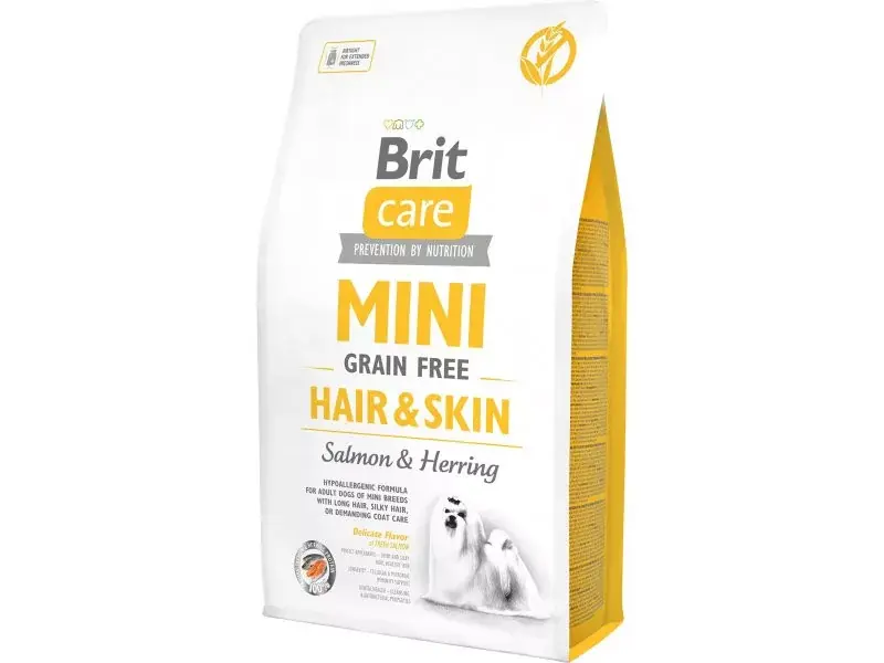 Szuper akció BRIT Mini Grain Free Hair&Skin kutyaeledel lazac&hering 2kg