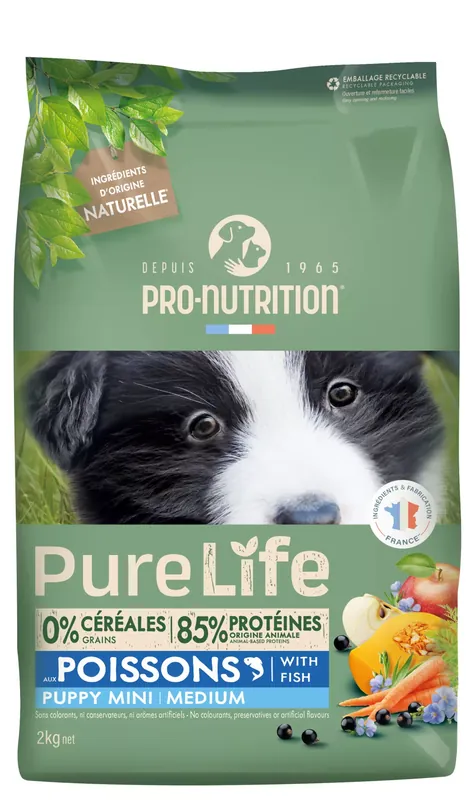 Vásárlói kedvenc Pro-Nutrition PureLife medium/maxi puppy száraz kutyaeledel hal 2kg