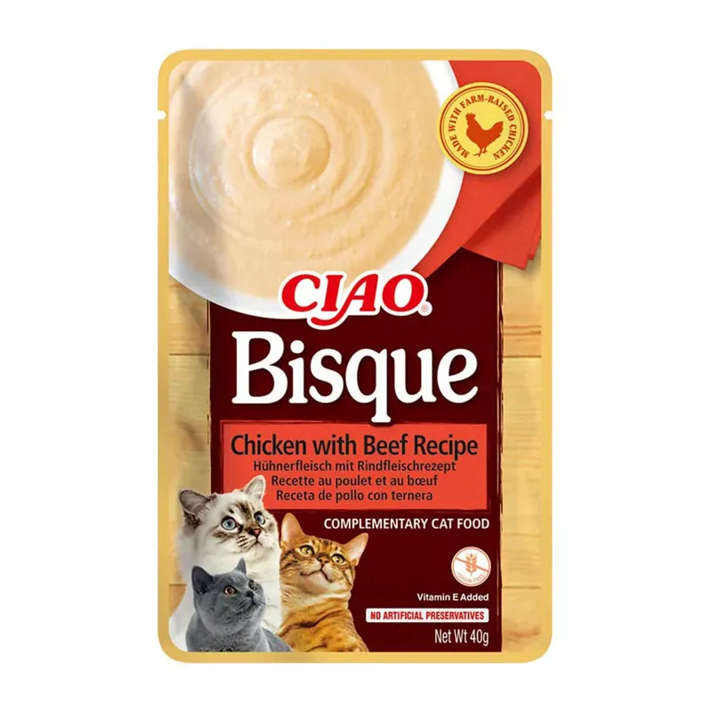 Szuper akció INABA Bisque Ciao krémleves macska jutalomfalat csirke&marha 12x40g
