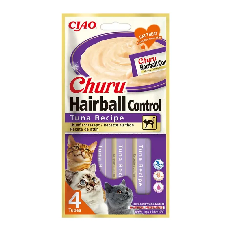 Vedd meg online INABA Churu Hairball krém macska jutalomfalat tonhal 4x14g