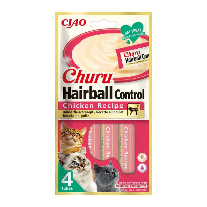 Nézd meg most INABA Churu Hairball krém macska jutalomfalat csirke 4x14g