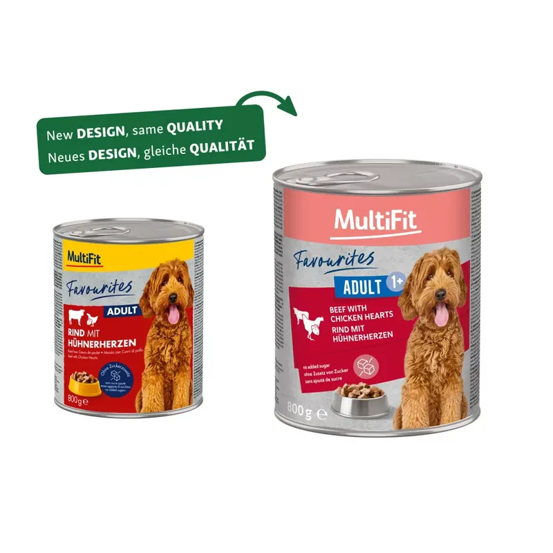 MultiFit Favourites kutya konzerv marha&csirkeszív 6x800g Alacsony ár