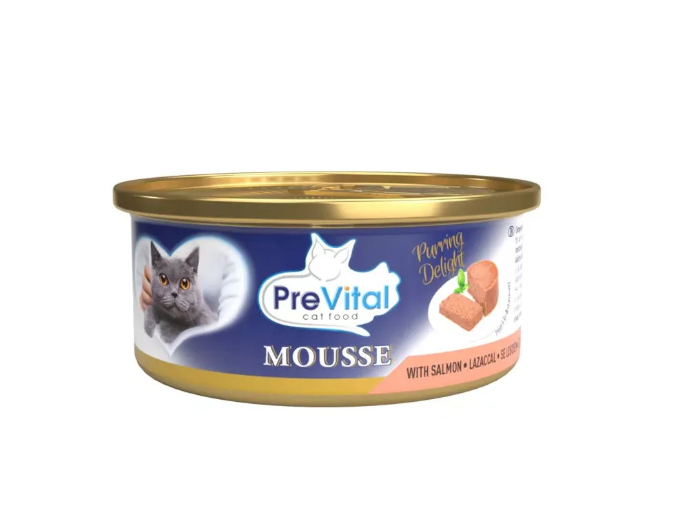 Biztonságos vásárlás PreVital Mousse konzerv felnőtt macskák számára lazaccal 12x85g