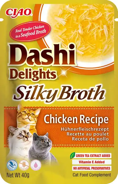INABA Dashi Delights Silky Broth fésűkagylós húsleves macska tasak csirke 40g Gyors kiszállítás