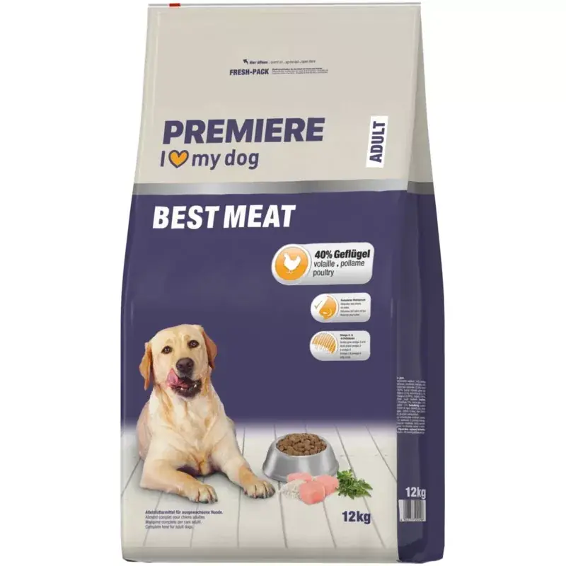 Végkiárusítás Premiere Best Meat adult száraz kutyaeledel csirke 12kg