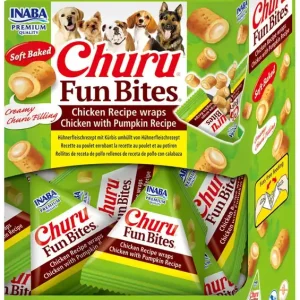 Expressz szállítás INABA Churu Fun Bites wrap kutya jutalomfalat csirke&sütőtök töltelékkel 8x12g