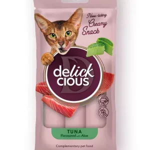 Ajánlat DELICKCIOUS Nose - licking Creamy Snack kiegészítő eledel macskáknak tonhal & aloe vera 4x15g