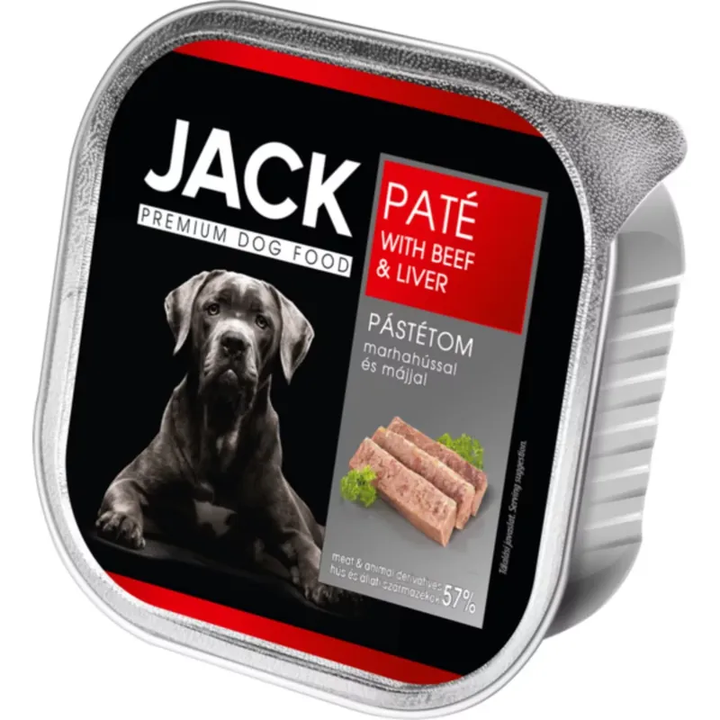 Vedd meg online JACK gabonamentes nedves kutyaeledel marha&máj pástétom tálka 12x150g