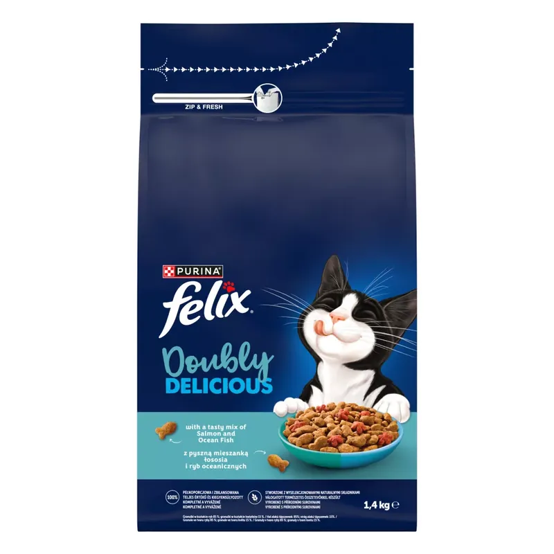 Felix Doubly Delicious lazac&óceáni hal&cékla száraz macskaeledel 1,4kg Csak ma