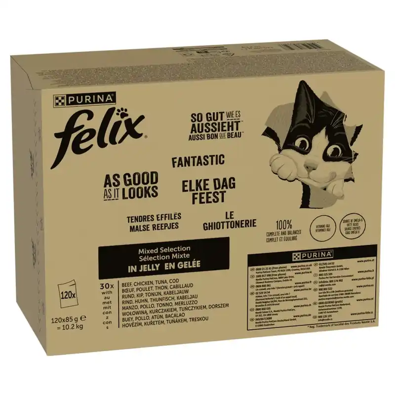Felix Fantastic házias és halas válogatás nedves macskaeledel zselés 120x85g Exkluzív ajánlat
