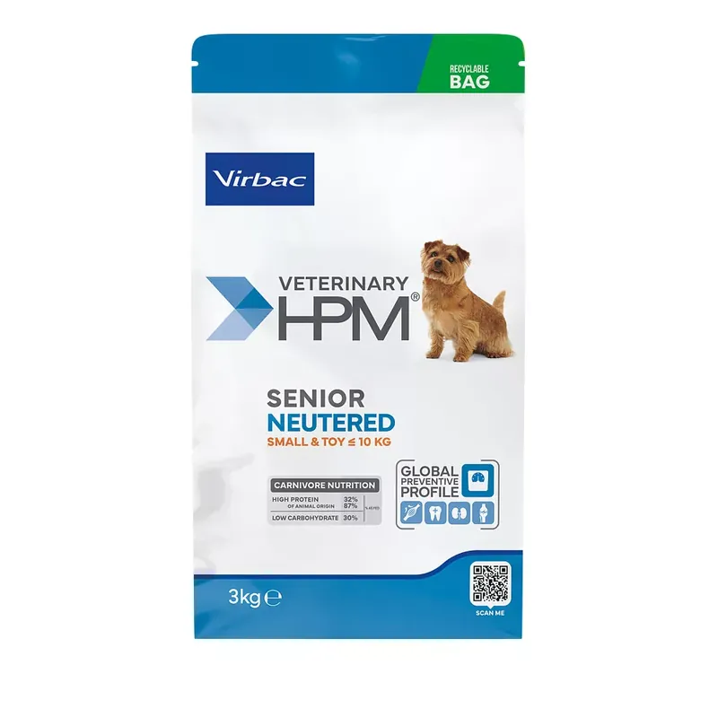 Virbac Veterinary HPM Neutered száraz kutyaeledel Small&Toy senior 3kg Különleges ajánlat