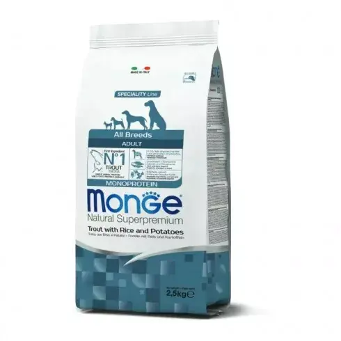 Kedvezményes ár Monge Dog Speciality Line Monoprotein Adult - pisztráng, rizs, burgonya