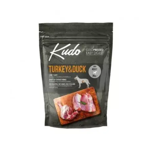 Árengedmény Kudo Low Grain Adult Turkey/Duck Mini száraz kutyatáp pulyka, kacsa