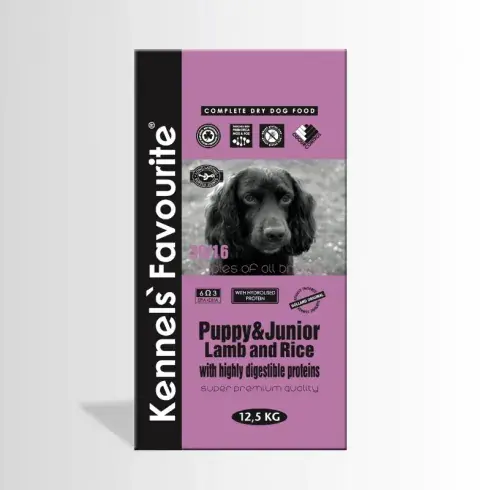 Árengedmény Kennels Favorite Puppy & Junior Lamb & Rice száraz kutyatáp 12,5kg