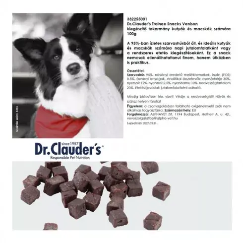 Dr.Clauders Dog Jutalomfalat Trainee snack szarvashús 100g Korlátozott ajánlat