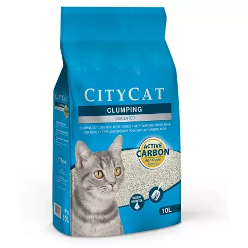 Kiárusítás Citycat csomósodó fehér macskaalom Active Carbon (bentonit aktív szénnel) 10l (8,64kg)