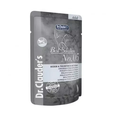 Bestseller Dr.Clauders Best Selection Cat No5 alutasak csirke & tonhal spenóttal - Intestinal 85g