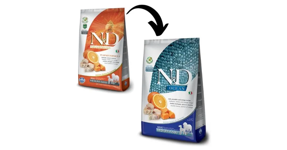 Vedd meg most N&D Dog Grain Free tőkehal&narancs sütőtökkel adult medium/maxi 12kg kutyatáp