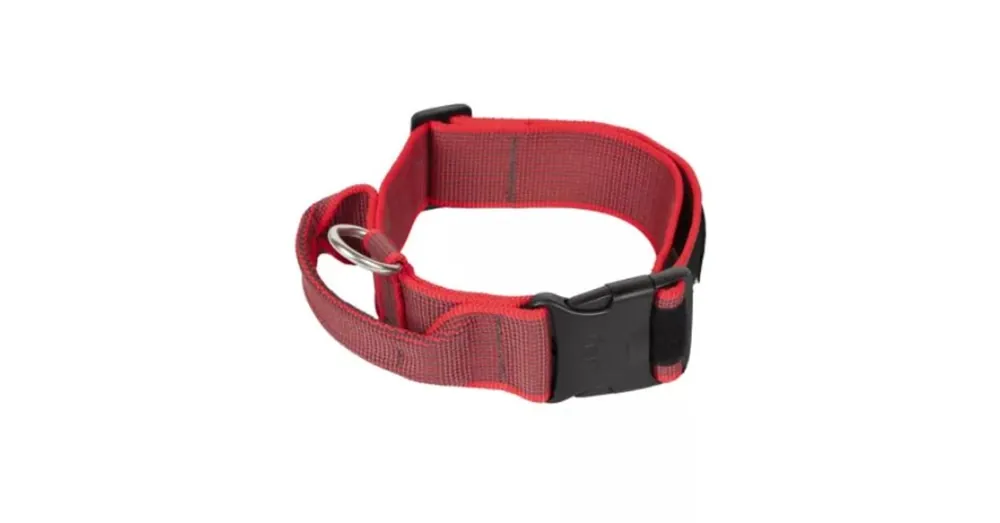 Julius k9 nyakörv fogantyúval és cserélhető felirattal 50mm/49-70 Piros-Szürke Gyors kiszállítás