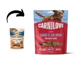 Kedvezmény Carnilove Jerky Snack Lamb with Salmon Fillet – bárány lazac filével 100g