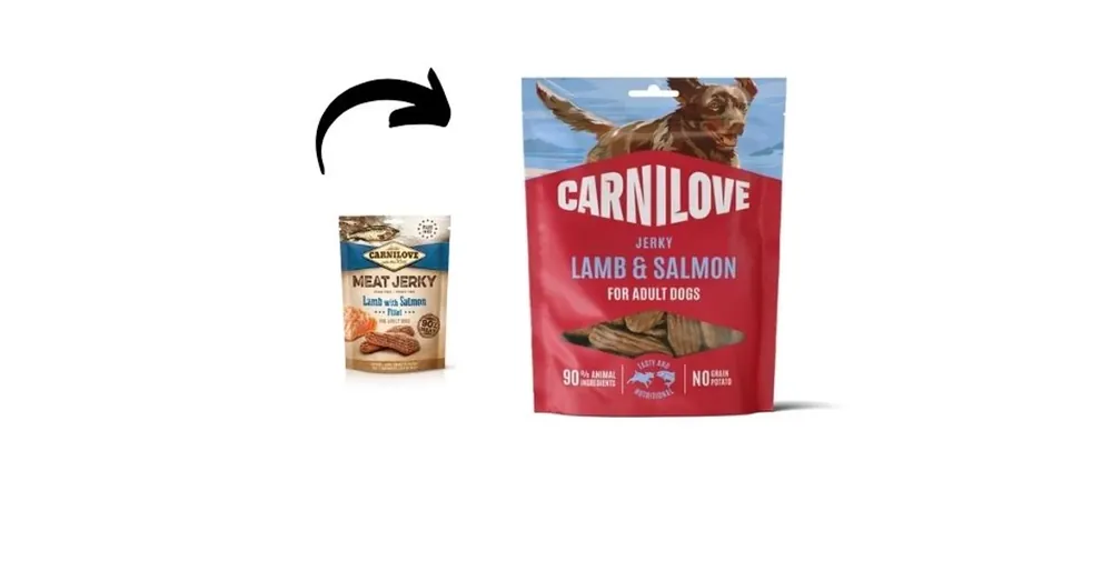 Kedvezmény Carnilove Jerky Snack Lamb with Salmon Fillet – bárány lazac filével 100g