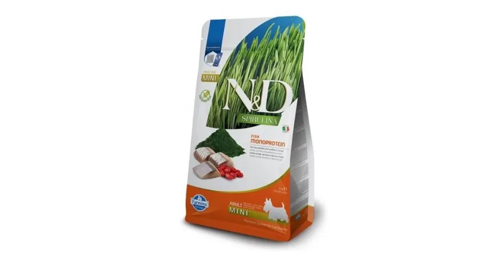 Biztonságos fizetés N&D Spirulina Dog Hering Adult Mini Kutyatáp 2kg