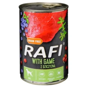 Rafi kutya pástétom vad, vörös- és kék áfonyával konzerv 400g Szezonális akció