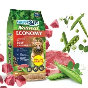 Happy&Fit Natural Economy Adult with Beef and Vegetables 12+2kg Kedvezmény
