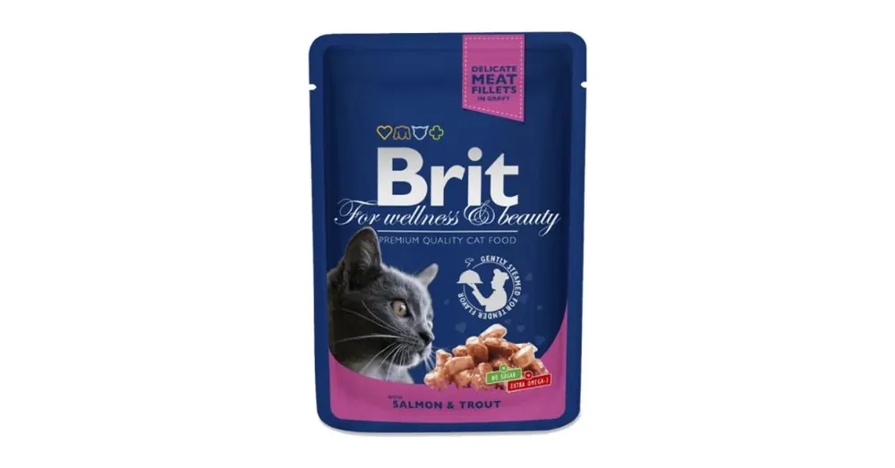 Végkiárusítás Brit Premium Cat Pouches with Salmon & Trout 100 g
