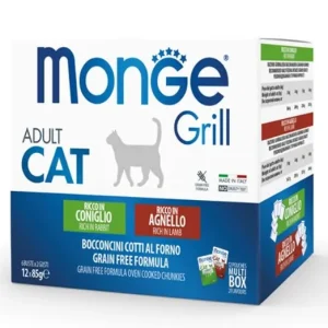 Akció Monge Cat Grill Multibox Adult nyúl-bárány 12x85g