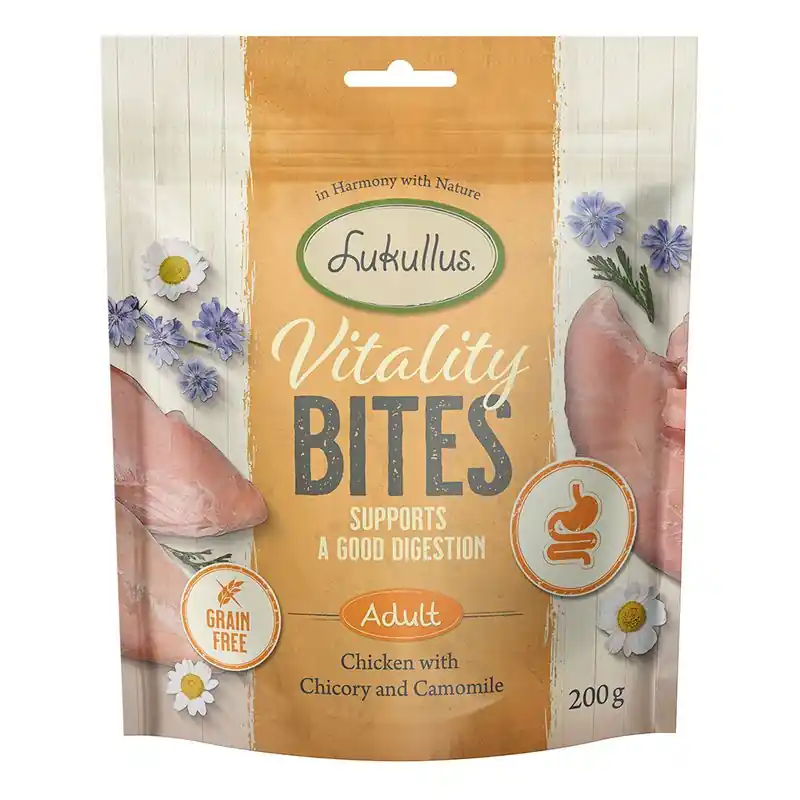 Lukullus Vitality Bites csirke emésztés támogatására (gabonamentes) Exkluzív ajánlat