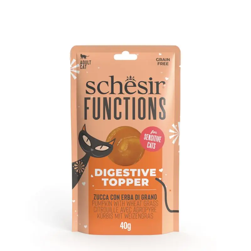Azonnali szállítás Schesir Functions Digestive Topper sütőtök & búzafű