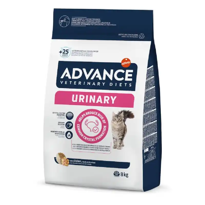 8kg Advance Veterinary Diets Feline száraztáp + 12 x 85 g nedvestáp ingyen Korlátozott ajánlat