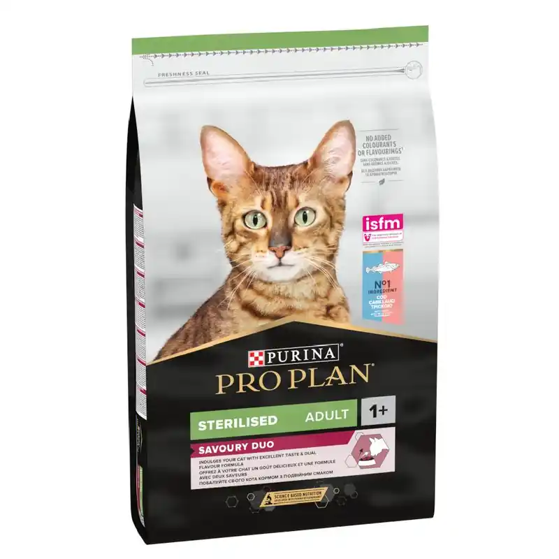 PURINA PRO PLAN Sterilised Adult Duo tőkehal & pisztráng Expressz kézbesítés