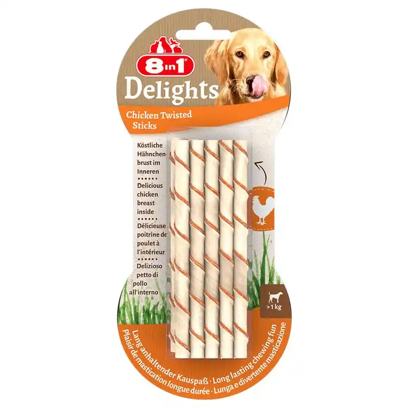 8in1 Delights Twisted Sticks csirke kistestű kutyáknak Biztonságos vásárlás
