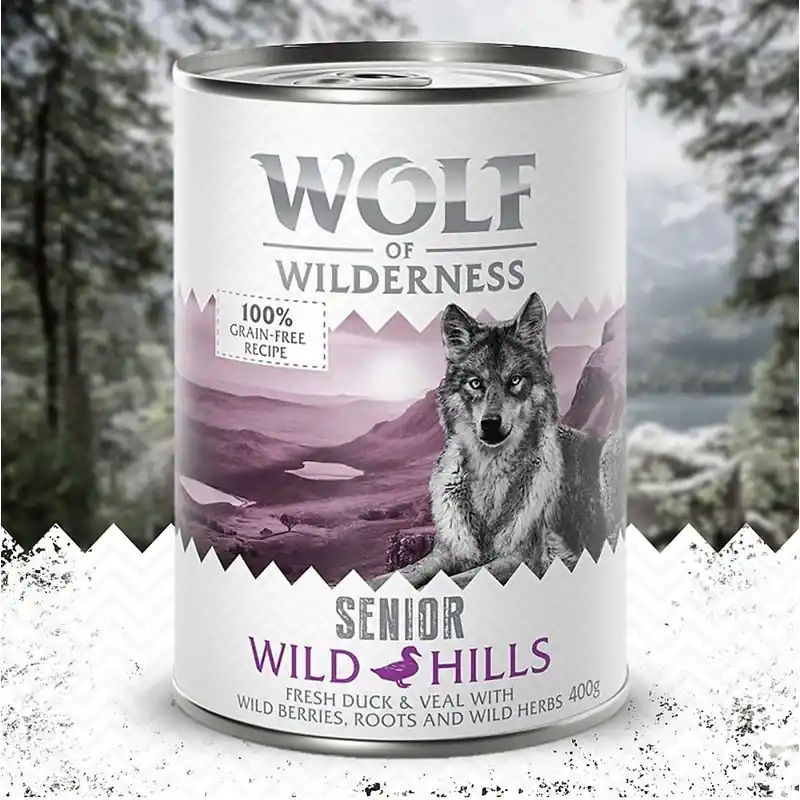 Akciós ár Wolf of Wilderness Senior 6 / 24 x 400 g - Duo-Protein Recept