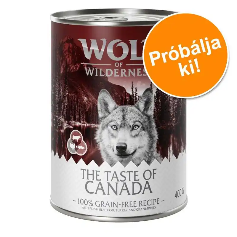 6 x 400 g Wolf of Wilderness ‘The Taste Of‘ vegyes próbacsomag Gyors kiszállítás