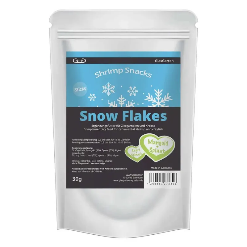 GlasGarten Shrimp Snacks Snow Flakes Chard and Spinach - 30 g - garnélatáp Alacsony ár