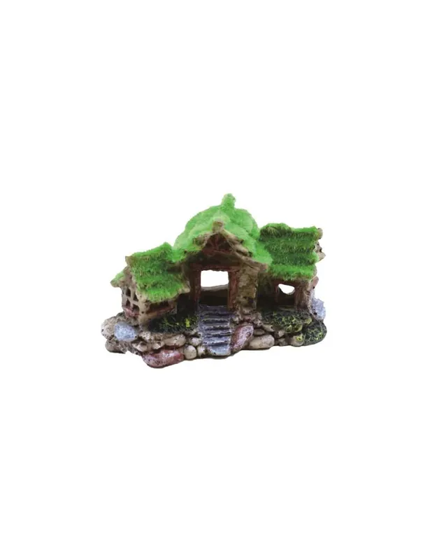 Gyors szállítás MOHATETŐS HÁZ akvárium dekoráció - 13x7x7,5cm (GU-387)