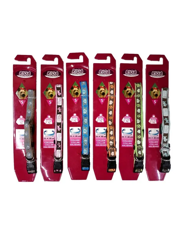 Riga kutya nyakörv - mintás nylon 33-40cm (S) Szuper ajánlat