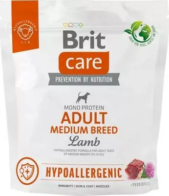 Brit Care Dog Hypoallergenic Lamb Adult Medium Breed 1 kg Vedd meg online