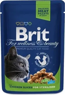 Brit Premium Cat Pouches Chicken Slices For Sterilised 100 g Gyors kiszállítás