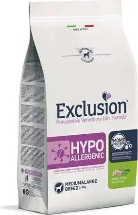Utolsó esély Exclusion Hypoallergenic Insect & Pea Medium & Large Breed kutya gyógytáp 12 kg