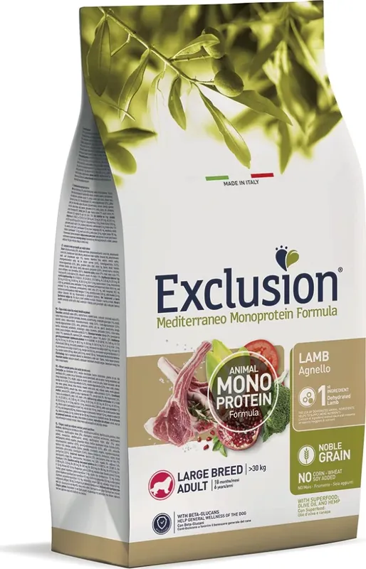 Biztonságos fizetés Exclusion Adult Lamb Large Breed kutya száraz táp 12 kg