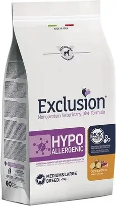 Exclusion Hypoallergenic Duck & Potato Medium & Large Breed kutya gyógytáp 12 kg Kedvezmény