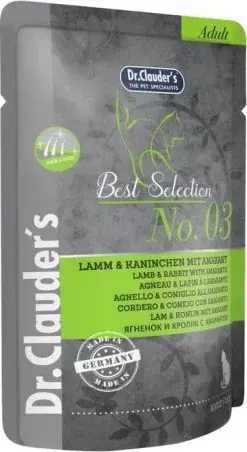 Outlet Dr.Clauder‘s Best Selection Cat No3 alutasak bárány & nyúl amaránttal - Hair & Skin 85 g