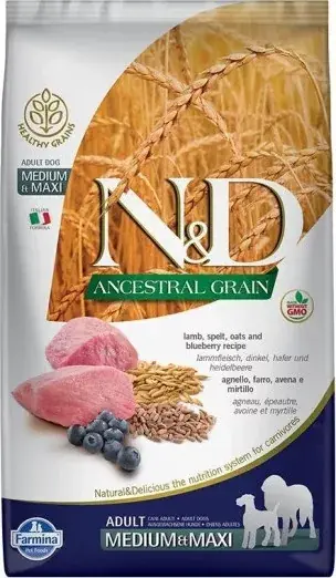N&D Dog Ancestral Grain bárány, tönköly, zab & áfonya adult medium & maxi 12 kg Korlátozott ajánlat