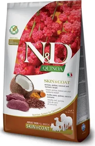 Olcsó N&D Quinoa Dog Skin & coat vadhús & kókusz adult medium & maxi 7 kg