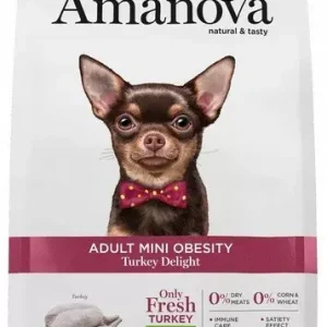 Gyors szállítás AmaNova Dog Mini Adult Obesity Turkey Delight 800 g