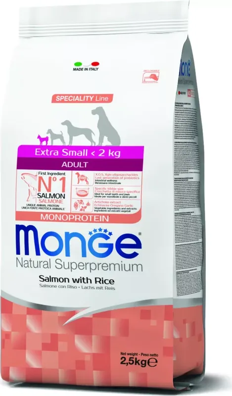 Monge Dog Speciality Line Extra Small Lazac & rizs - Adult 2,5 kg Akciós ár
